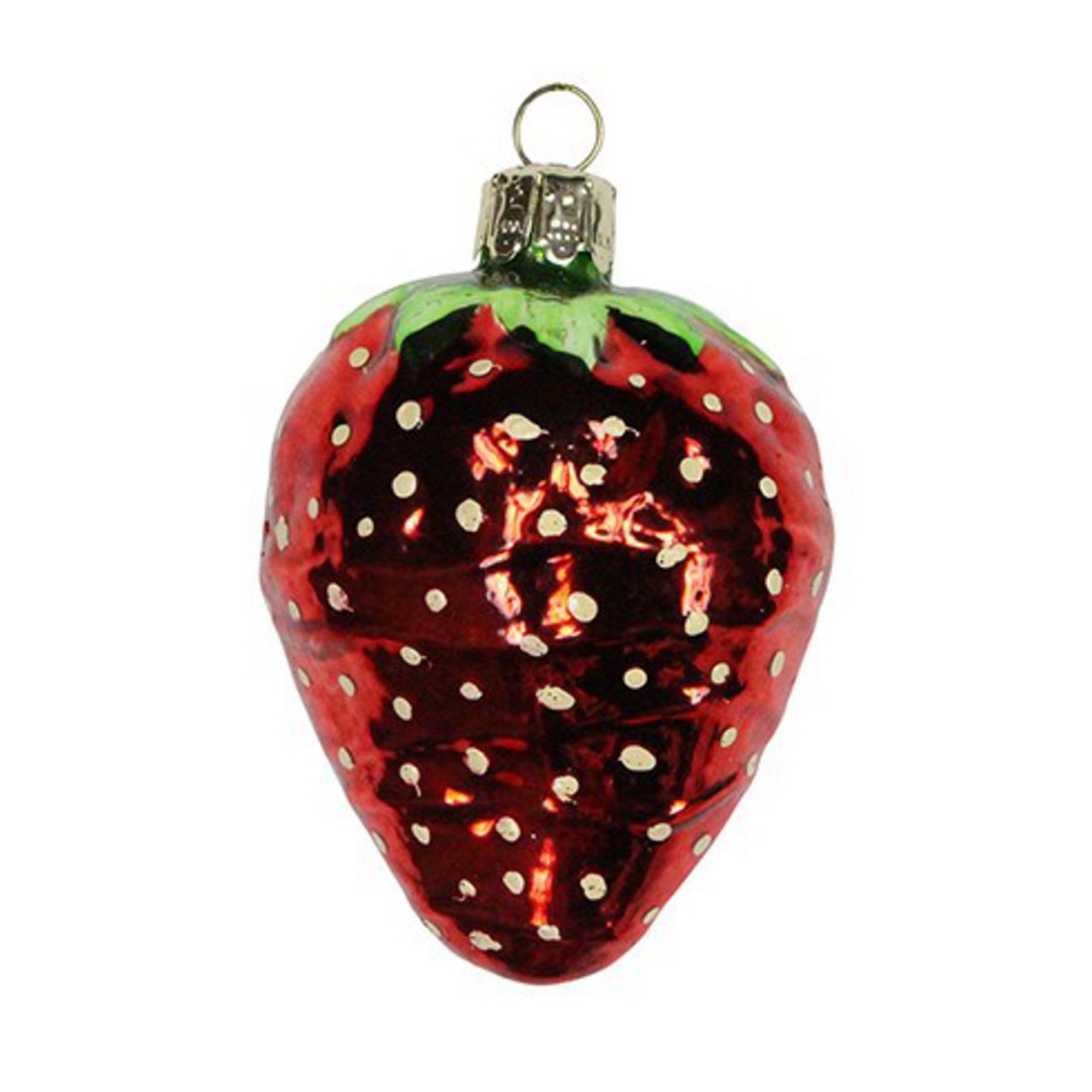 Glass Hanging Painted Red Strawberry image 0